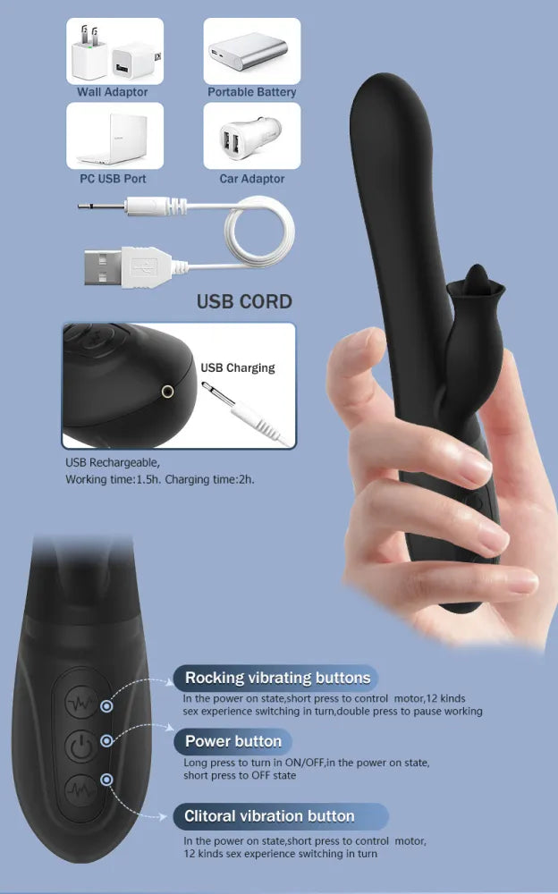 Stef - 12 Frequency G-Spot Tongue Licking Vibrator