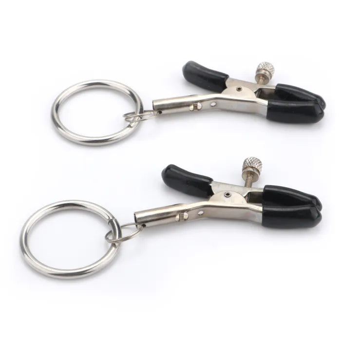 Smooth Slick Nipple Clamps Metal Chain
