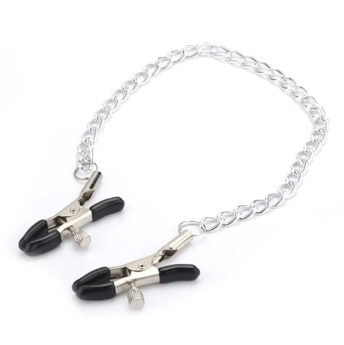 Smooth Slick Nipple Clamps Metal Chain