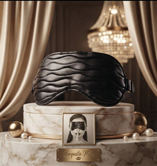 Adore Butter Soft Ruched Faux Leather Mask-Black O/S