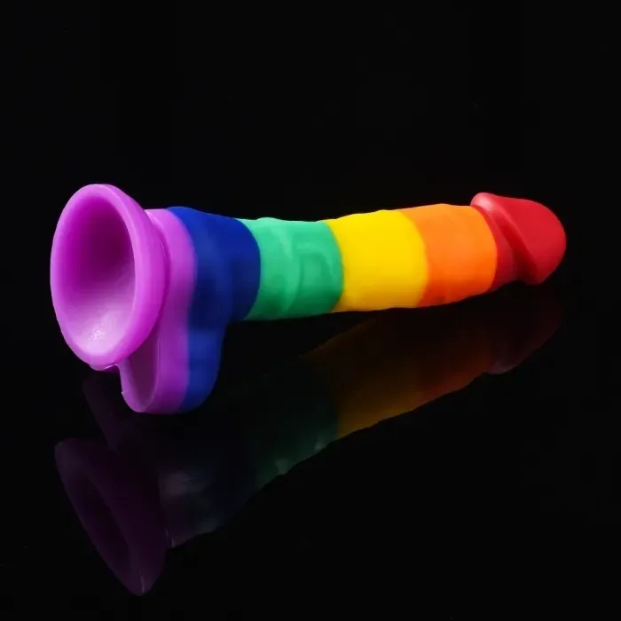 🌈 Pride Ride – Rainbow Silicone Dildo (S/M/L)