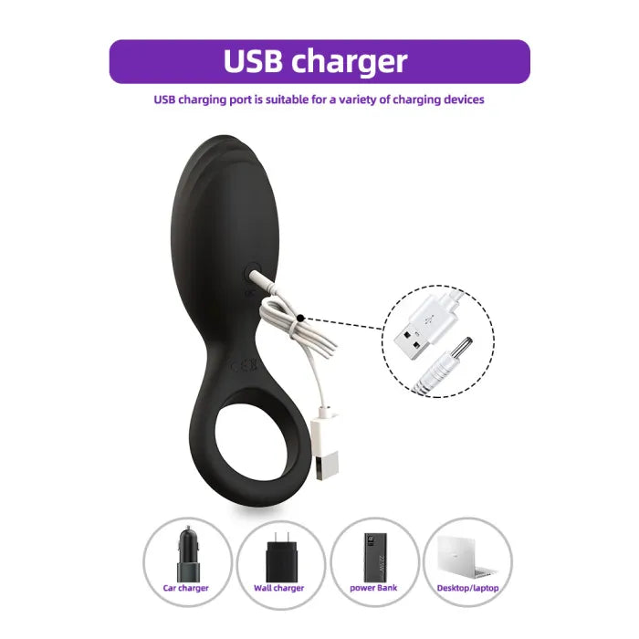 Soaiy - 10 Speed USB Rechargeable Vibrating Cock Ring